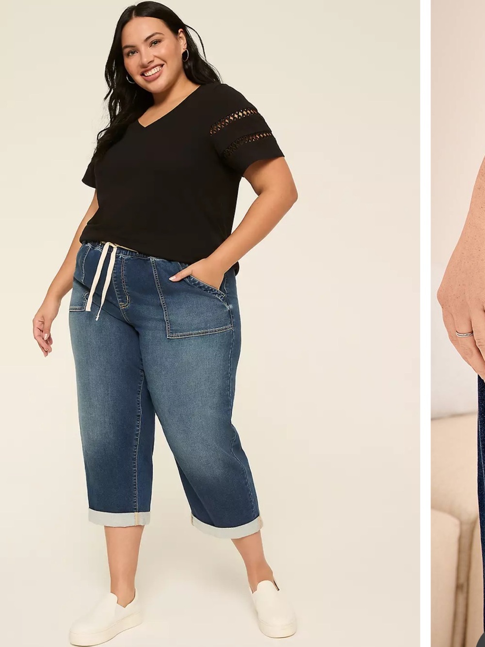 Pull-On Cloud Knit Denim Capri
